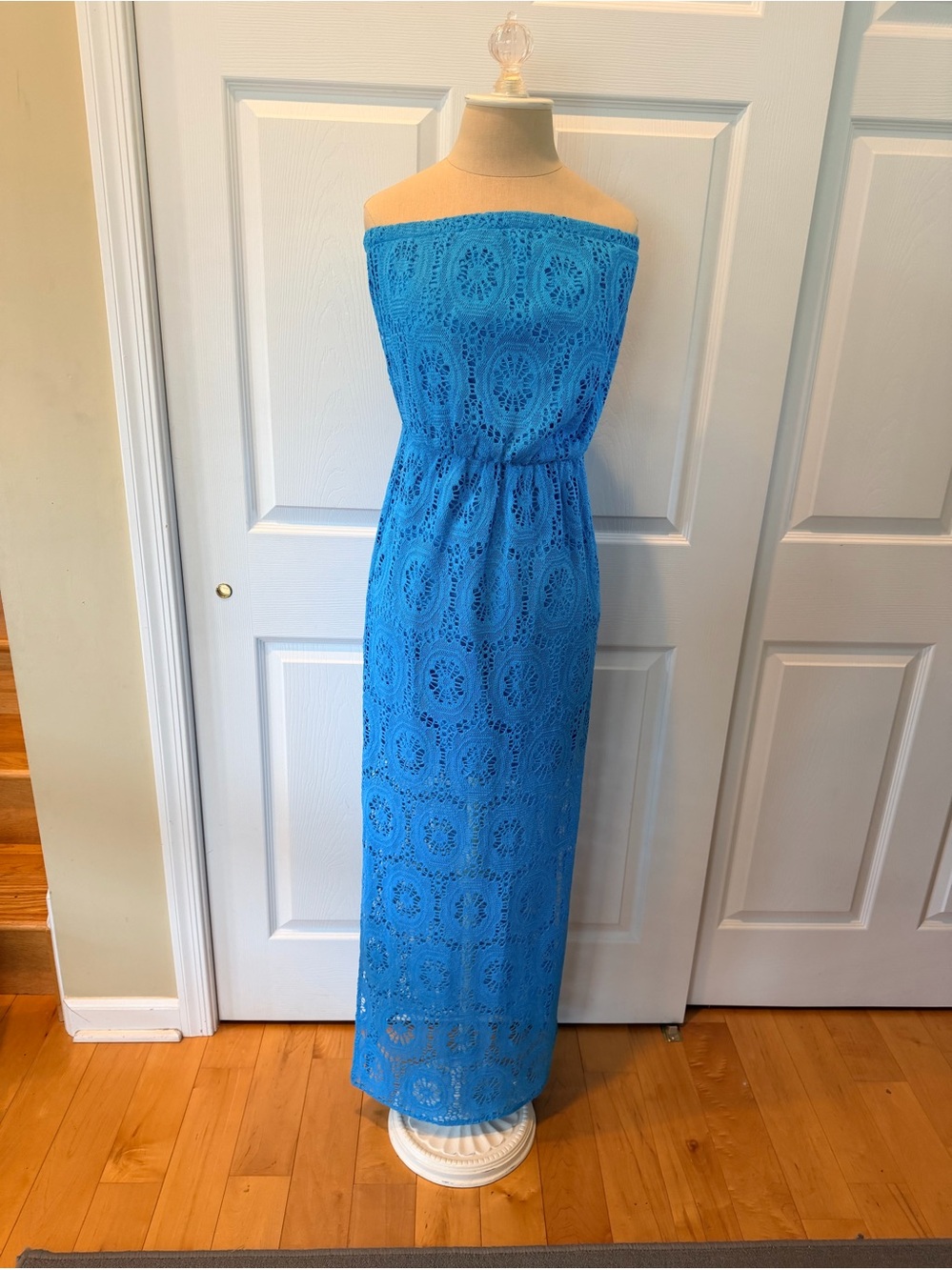 Turquoise LILLY PULITER sz Small NEW Strapless Lace Maxi Dress
